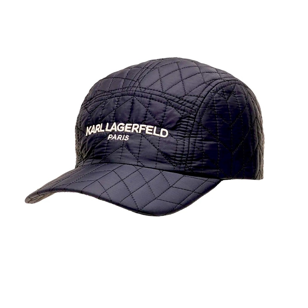 Karl Lagerfeld Paris Blk/ White Hat Quilted Ballcap 5 Panel